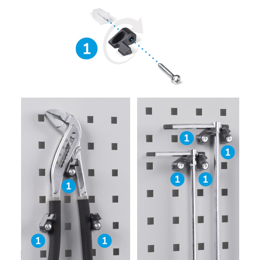 Produktabbildung Nr. 9: Fami PERFOM Werkstattschrank, 3 Schubladen, Lochplatten, Sichtlagerkasten, HxBxT 2.000 x 1.023 x 726 mm, lichtblau