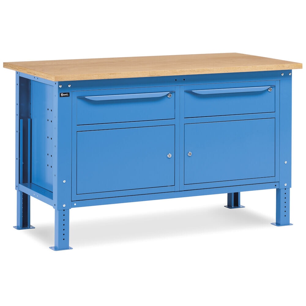 Produktabbildung Nr. 8: Fami Werkbank, höhenverstellbar, 2 Schubladen u. 2 Schränke, TK 1.000 kg, HxBxT 740-1.110 x 1.500 x 750 mm, RAL 5012 lichtblau