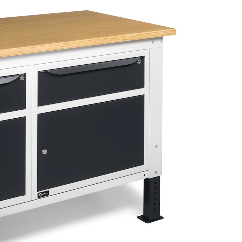 Produktabbildung Nr. 9: Fami Werkbank, höhenverstellbar, 2 Schubladen u. 2 Schränke, TK 1.000 kg, HxBxT 740-1.110 x 1.500 x 750 mm, RAL 7035 lichtgrau / RAL 7016 anthrazitgrau