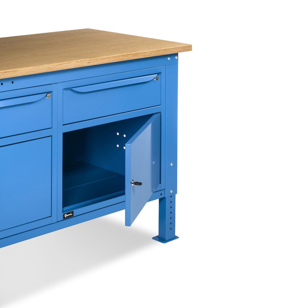 Produktabbildung Nr. 11: Fami Werkbank, höhenverstellbar, 2 Schubladen u. 2 Schränke, TK 1.000 kg, HxBxT 740-1.110 x 1.500 x 750 mm, RAL 5012 lichtblau
