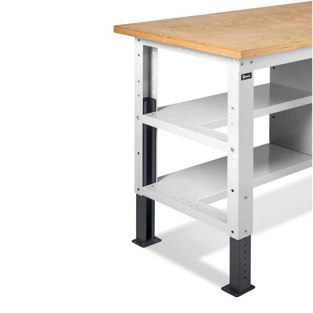 Produktabbildung Nr. 11: Fami Werkbank, höhenverstellbar, 4 Schubladen, Rückwand u. 2 Fachböden, TK 1.000 kg, HxBxT 740-1.110 x 1.500 x 750 mm, RAL 7035 lichtgrau / RAL 7016 anthrazitgrau