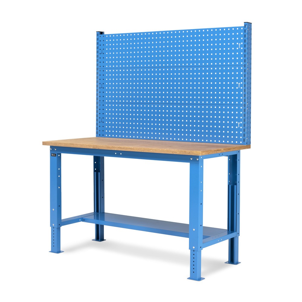Produktabbildung Nr. 4: Fami Werkbank, höhenverstellbar u. mit Multifunktionswand, TK 1.000 kg, HxBxT 740-1.110 x 1.500 x 750 mm, RAL 5012 lichtblau