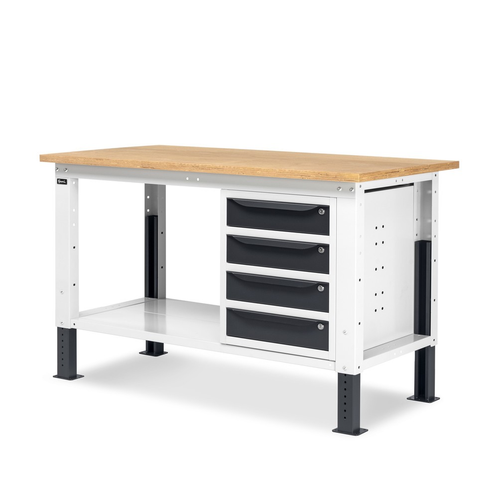 Produktabbildung Nr. 4: Fami Werkbank, höhenverstellbar u. 4 Schubladen, TK 1.000 kg, HxBxT 740-1.110 x 1.500 x 750 mm, RAL 7035 lichtgrau / RAL 7016 anthrazitgrau