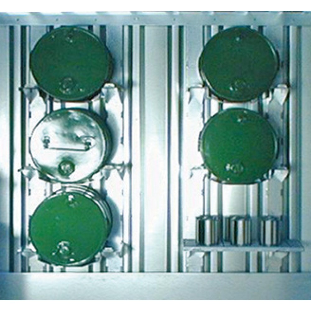 Produktabbildung: Fass-/ Gitterrostregal, für Kleingebinde und 2 x 50/60 L Fass für SAFE Tank Gefahrstoffcontainer