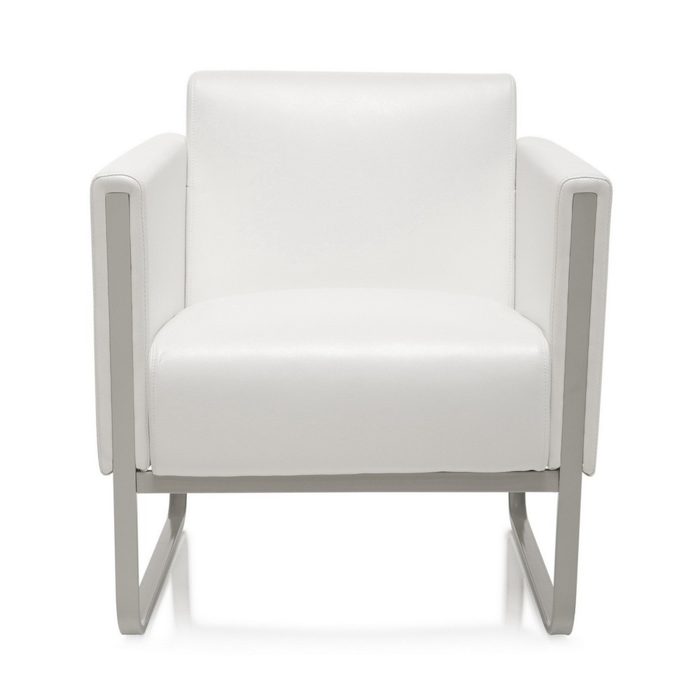 Produktabbildung Nr. 1: Fauteuil lounge hjh OFFICE ARUBA piètement gris clair similicuir, 1 place, blanc