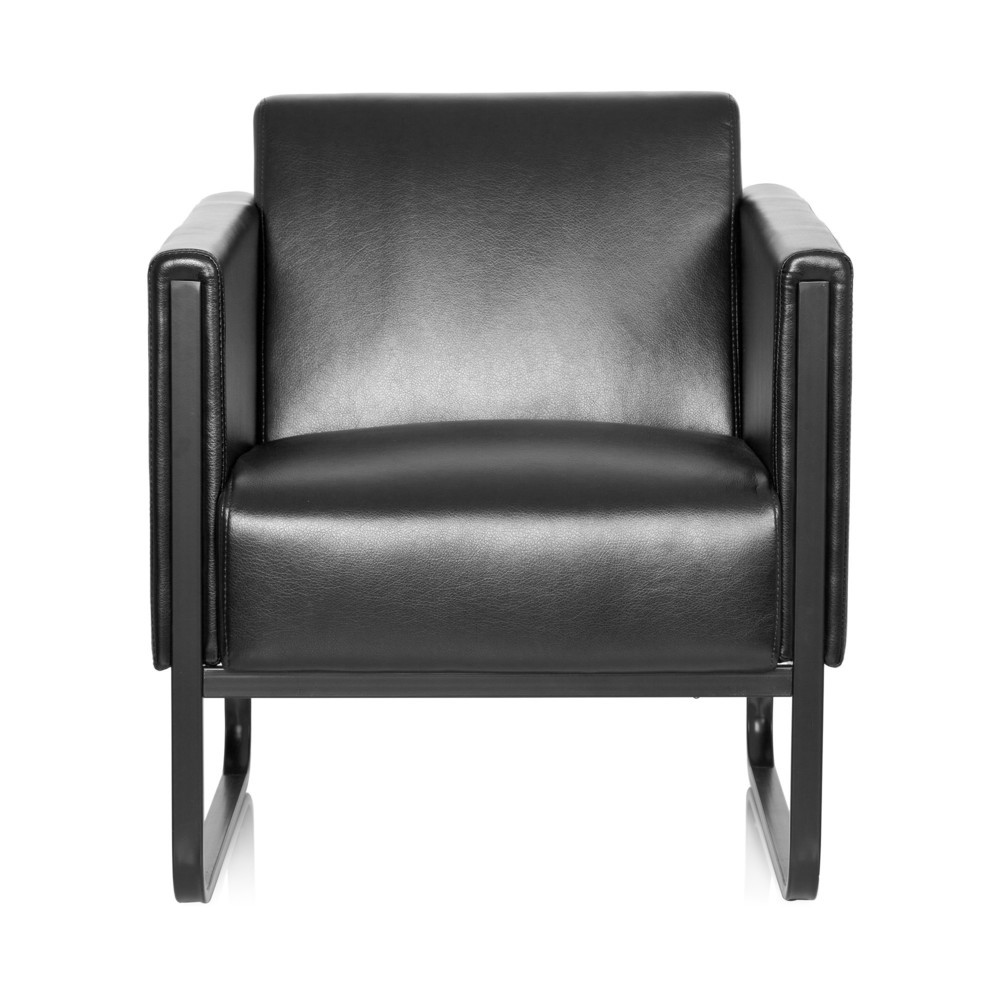 Illustration du produit: Fauteuil lounge hjh OFFICE BALI BLACK piètement noir similicuir lisse, 1 place, noir