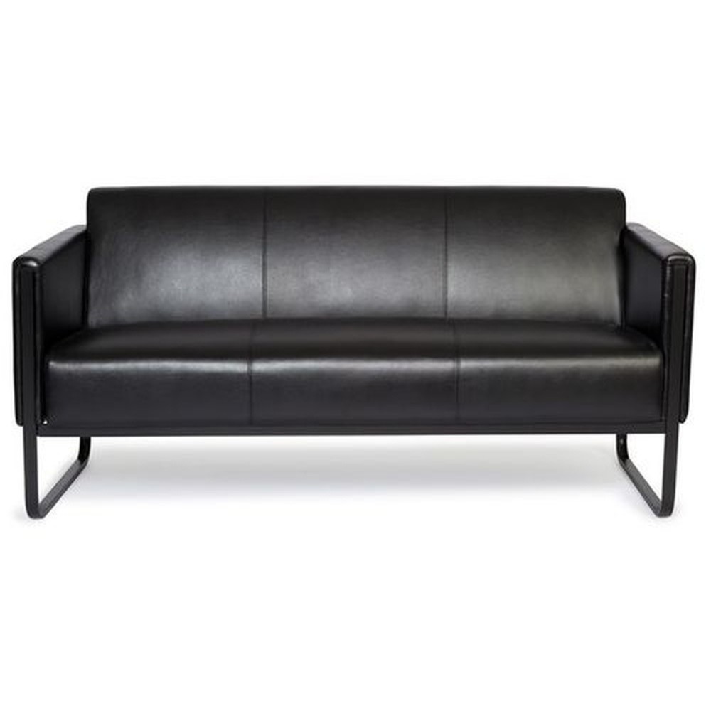 Illustration du produit: Canapé lounge hjh OFFICE BALI BLACK piètement noir similicuir lisse, 3 places, noir