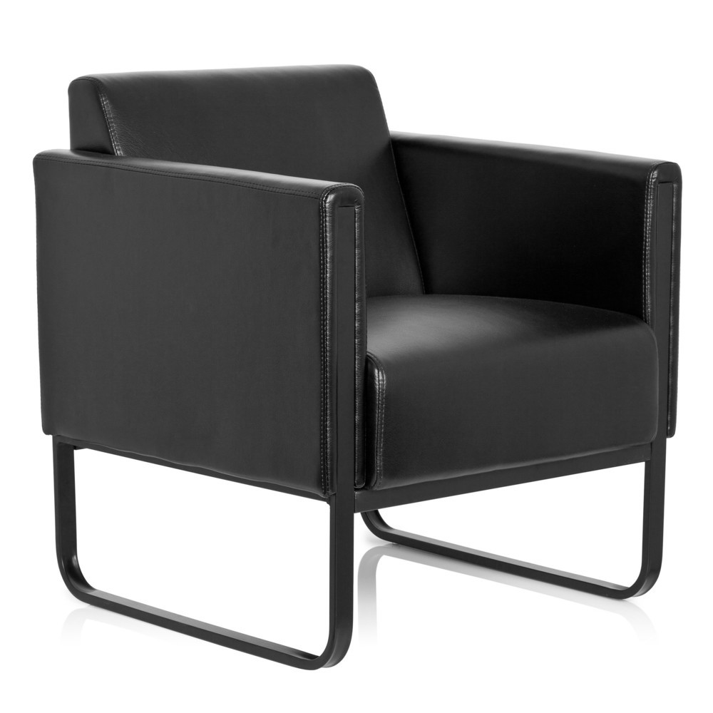 Produktabbildung Nr. 3: Fauteuil lounge hjh OFFICE BALI BLACK piètement noir similicuir lisse, 1 place, noir