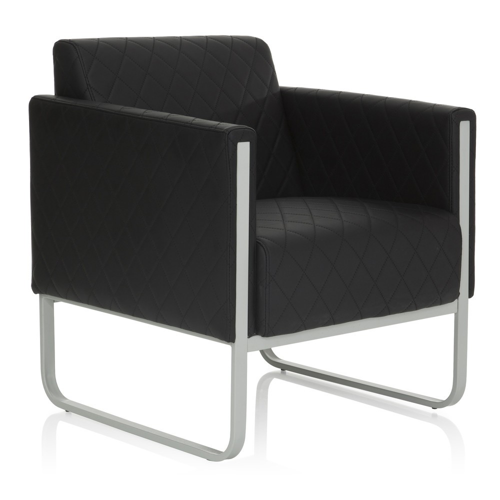 N° de l'image du produit 2 : Fauteuil lounge hjh OFFICE ARUBA STEP piètement gris clair similicuir, 1 place, noir