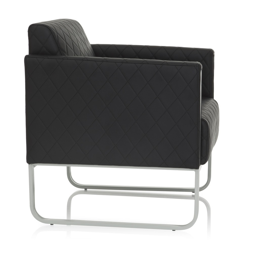 N° de l'image du produit 3 : Fauteuil lounge hjh OFFICE ARUBA STEP piètement gris clair similicuir, 1 place, noir