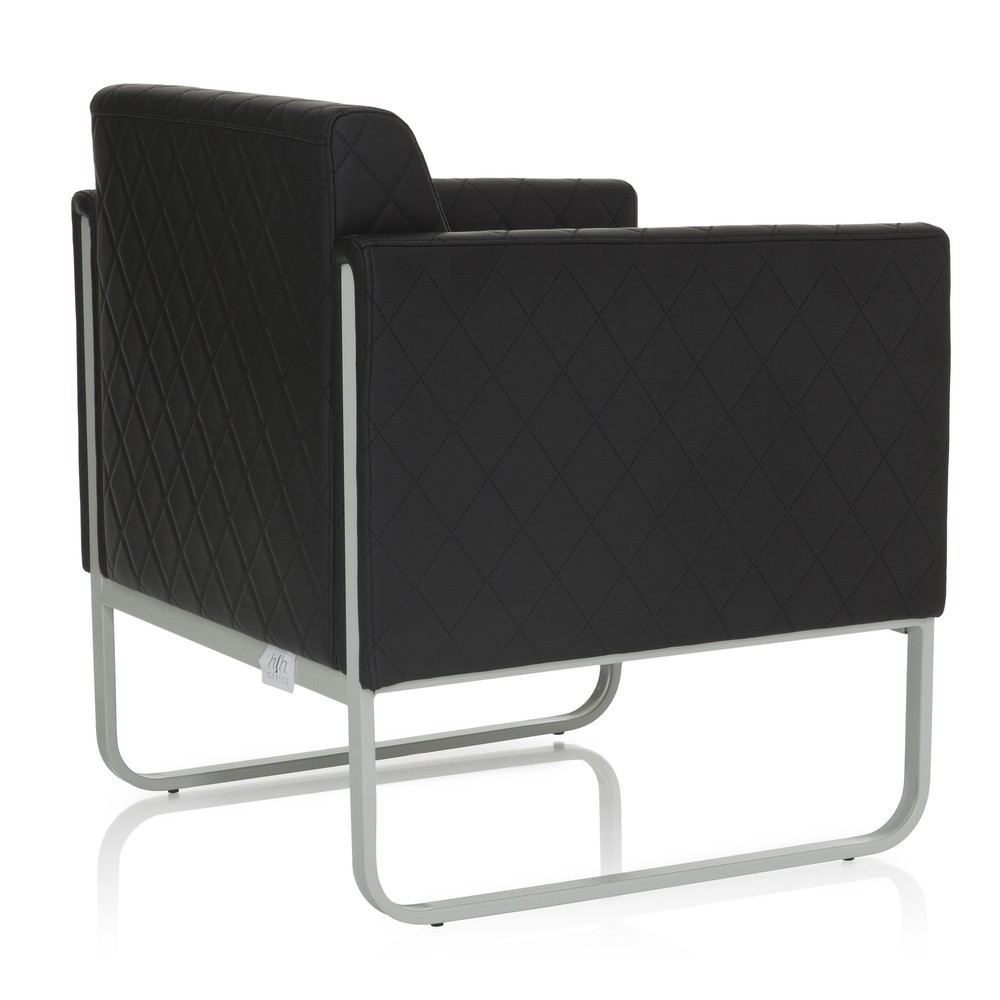 N° de l'image du produit 4 : Fauteuil lounge hjh OFFICE ARUBA STEP piètement gris clair similicuir, 1 place, noir