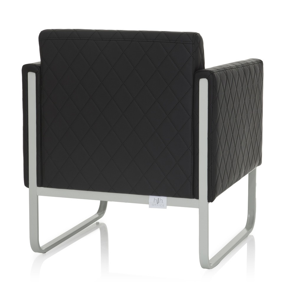 N° de l'image du produit 6 : Fauteuil lounge hjh OFFICE ARUBA STEP piètement gris clair similicuir, 1 place, noir