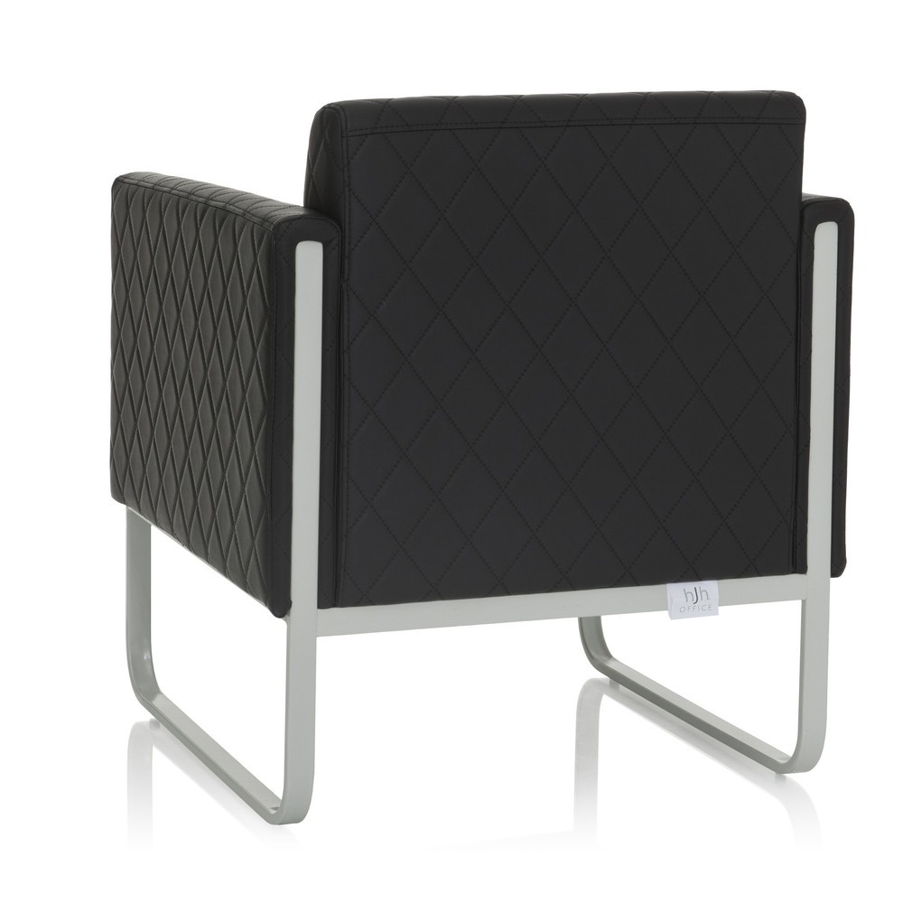 N° de l'image du produit 7 : Fauteuil lounge hjh OFFICE ARUBA STEP piètement gris clair similicuir, 1 place, noir