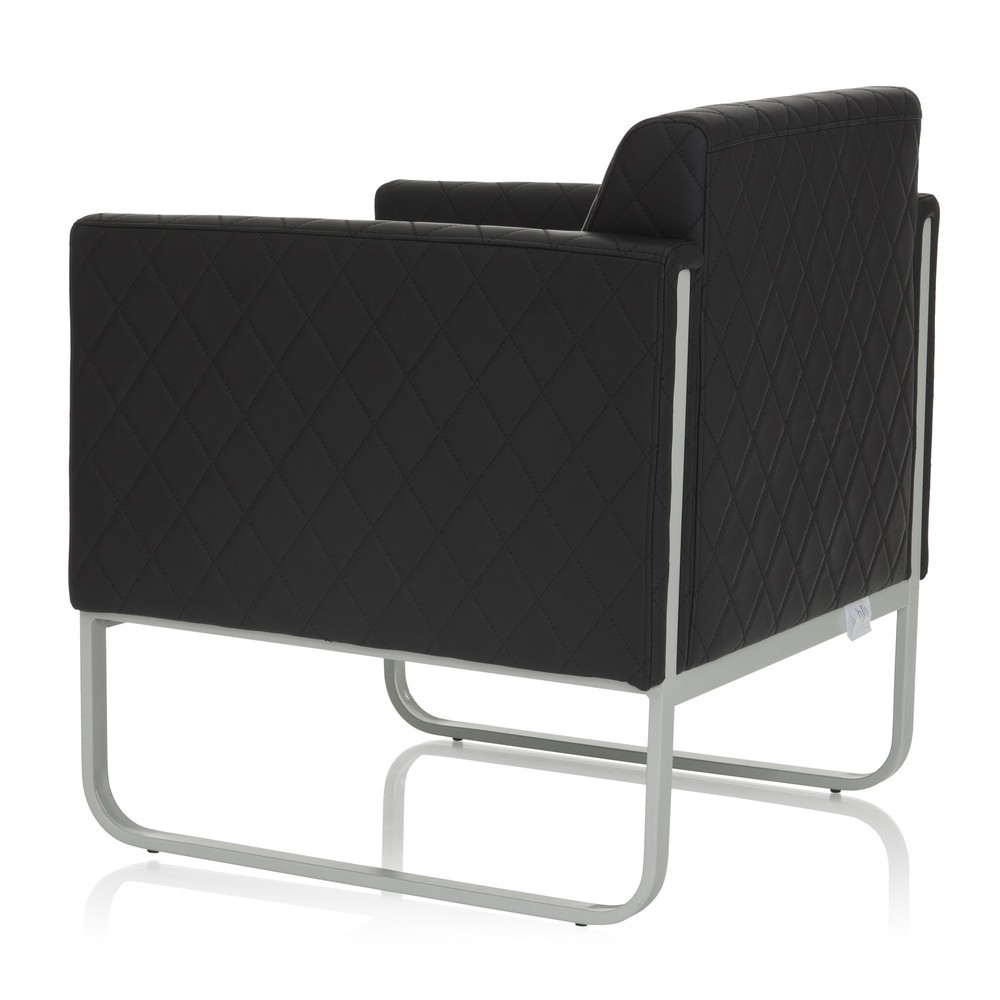 N° de l'image du produit 8 : Fauteuil lounge hjh OFFICE ARUBA STEP piètement gris clair similicuir, 1 place, noir