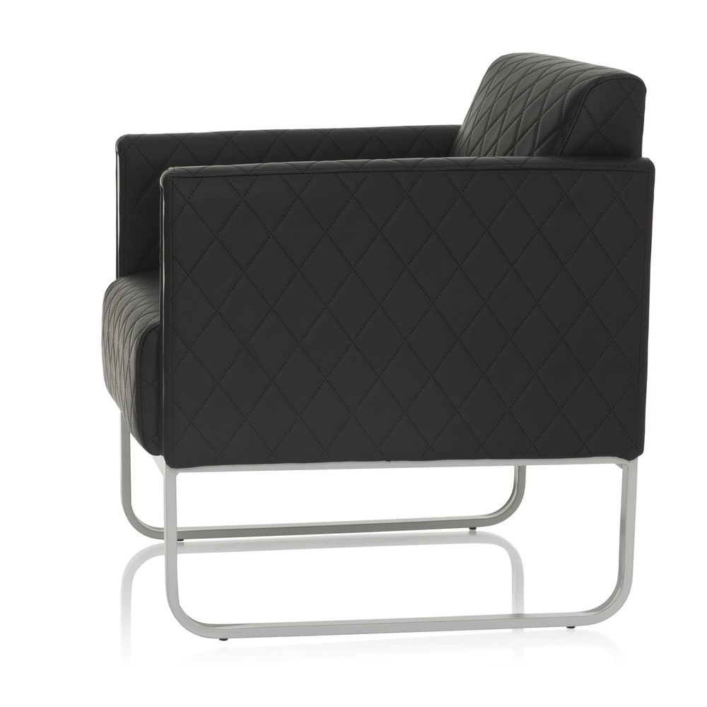 N° de l'image du produit 9 : Fauteuil lounge hjh OFFICE ARUBA STEP piètement gris clair similicuir, 1 place, noir