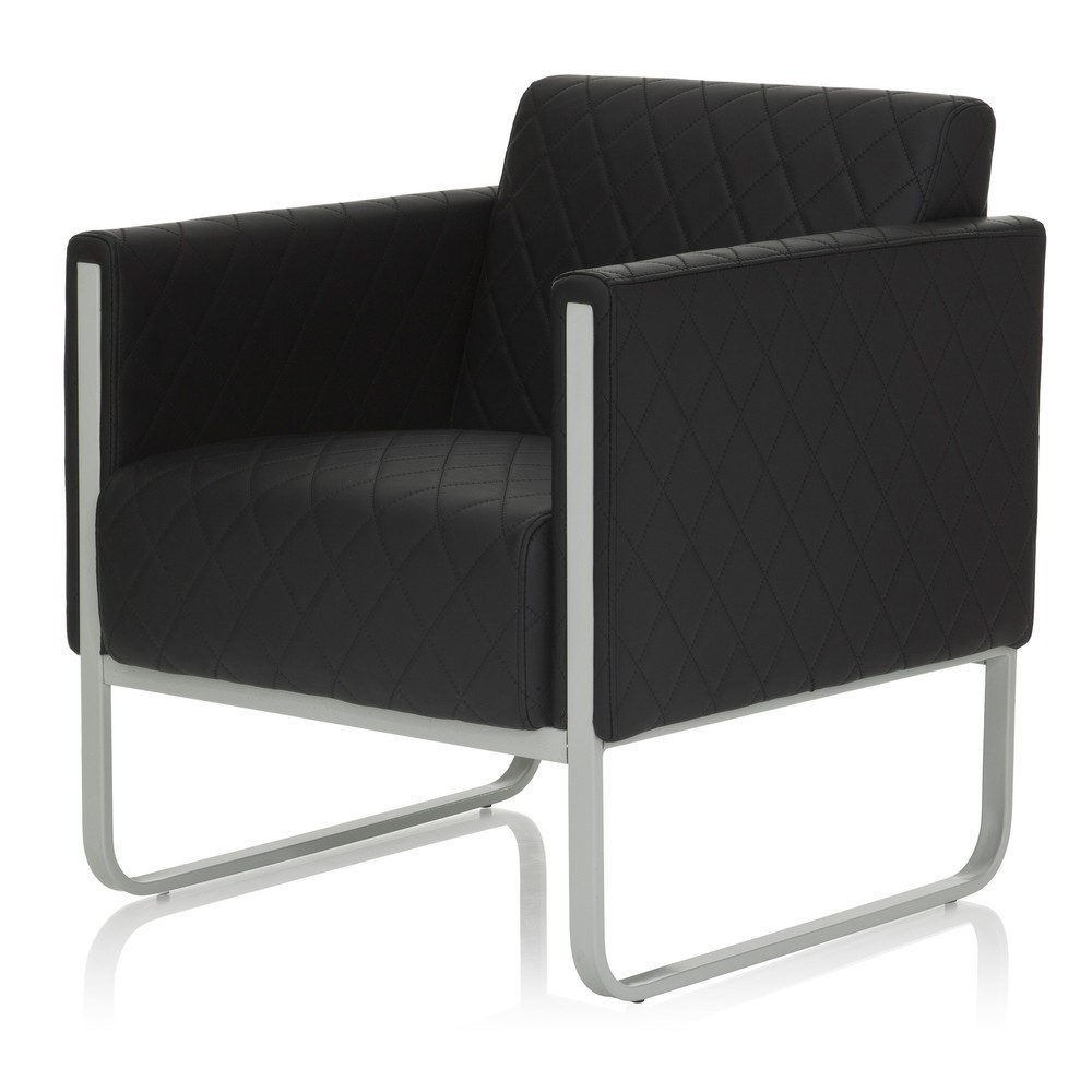 N° de l'image du produit 10 : Fauteuil lounge hjh OFFICE ARUBA STEP piètement gris clair similicuir, 1 place, noir