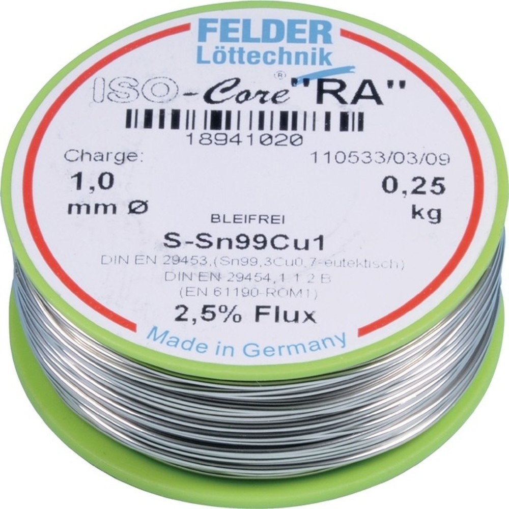 Illustration du produit: FELDER Lötdraht ISO-Core® RA, 250 g, 1 mm, S-Sn99Cu1