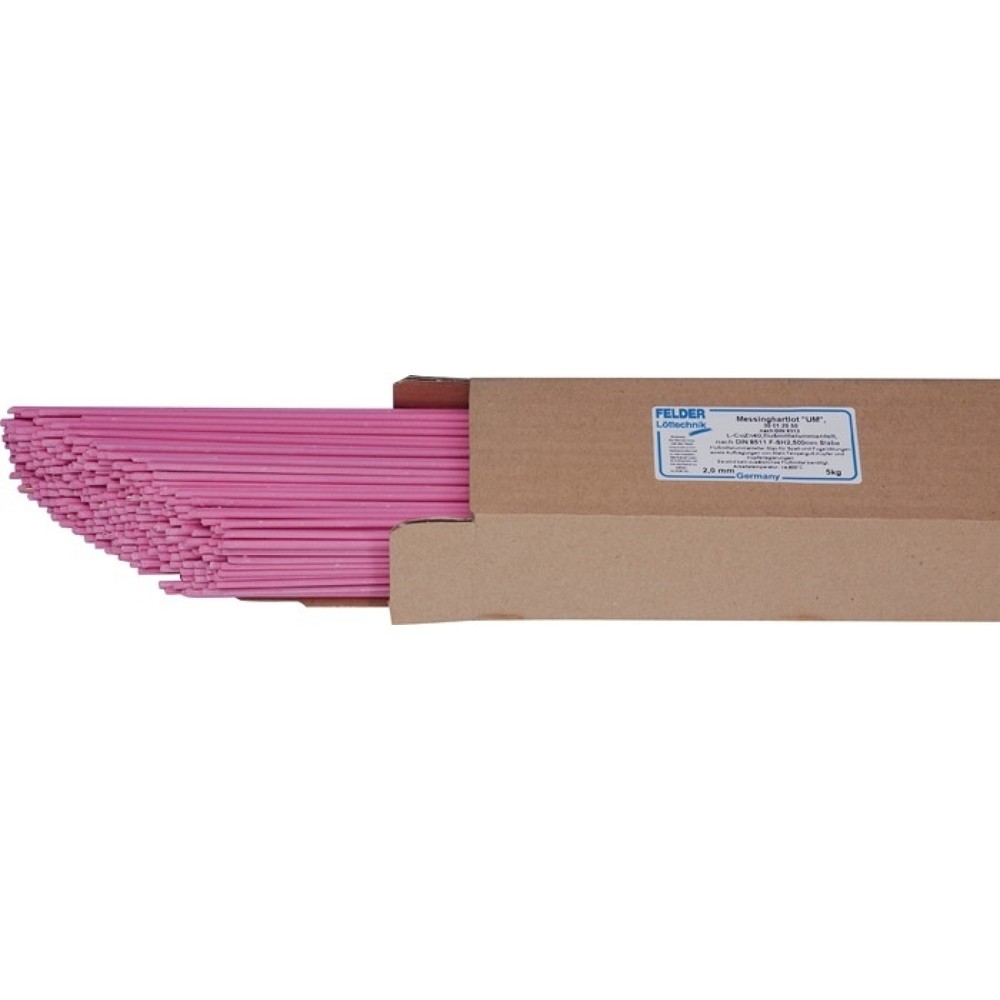Produktabbildung: FELDER Messinghartlot UM, L-Cu Zn 40 flussmittelummantelt, 2x500mm, 5 St.