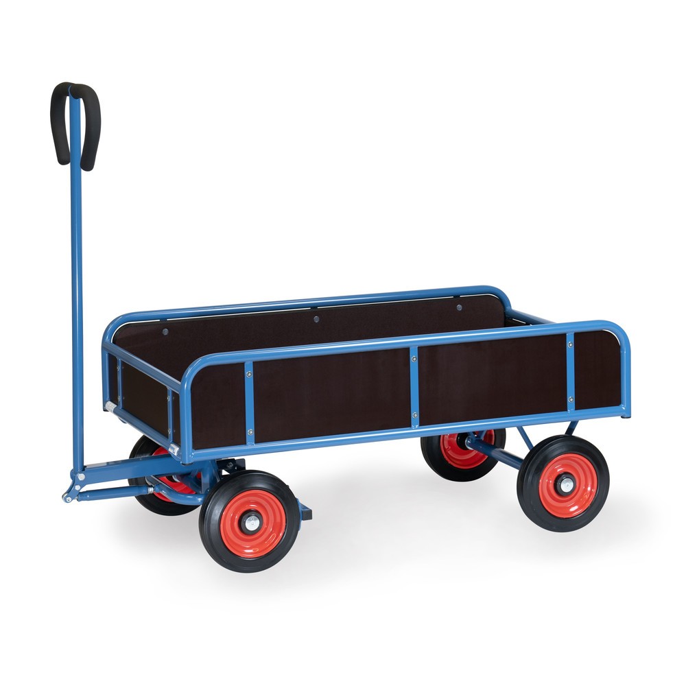 Produktabbildung: fetra® 2-achsiger Handwagen mit 4 feststehenden Wänden, Vollgummiräder, Ladefläche BxT 645 x 1.145 mm