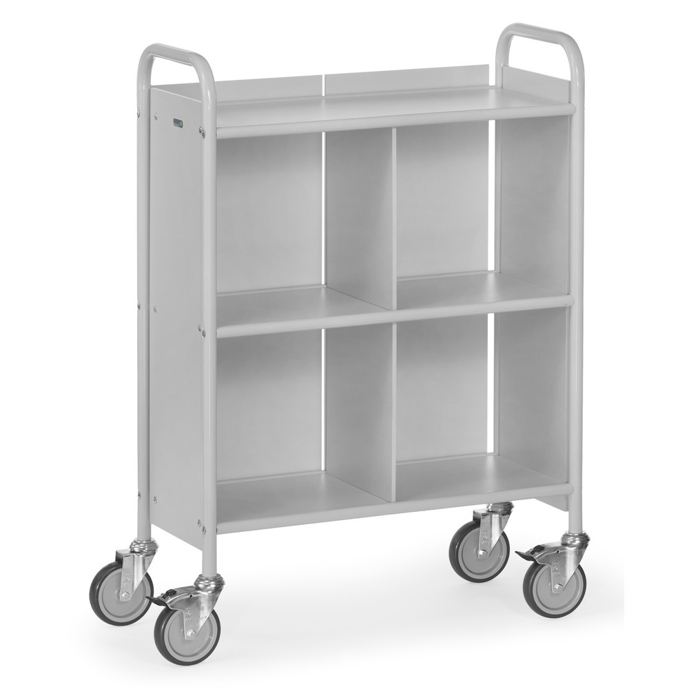 Produktabbildung: fetra® Büro- und Aktenwagen, 4 Fächer mit Rückwand