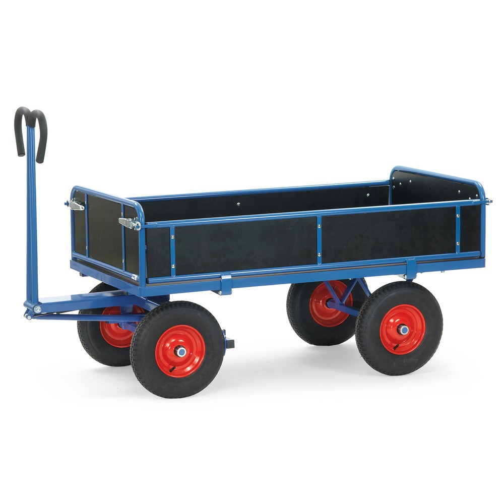 Produktabbildung Nr. 1: fetra® Char à bras avec 3 ridelles rabattables, surface de chargement 1 000 x 2 000 mm, capacité de charge 1 250 kg, pneumatiques gonflables