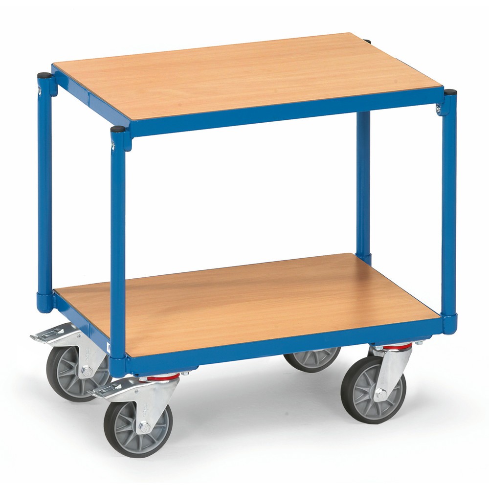 Illustration du produit: fetra® Chariot à plateaux, 2 plateaux en bois de 605 x 405 mm, sans rebord, sans poignée