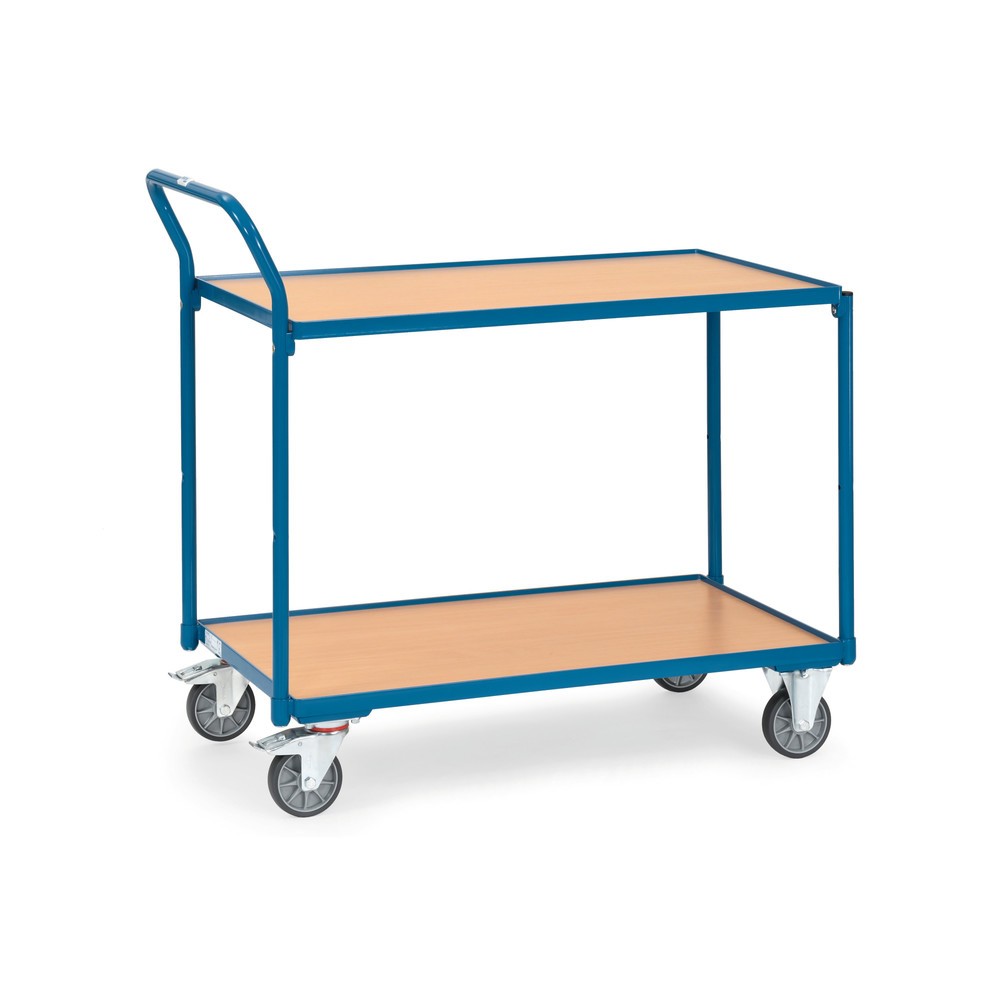 Illustration du produit: fetra® Servante, capacité de charge 300 kg, 2 niveaux de 850 x 500 mm, dossier de poussée haut