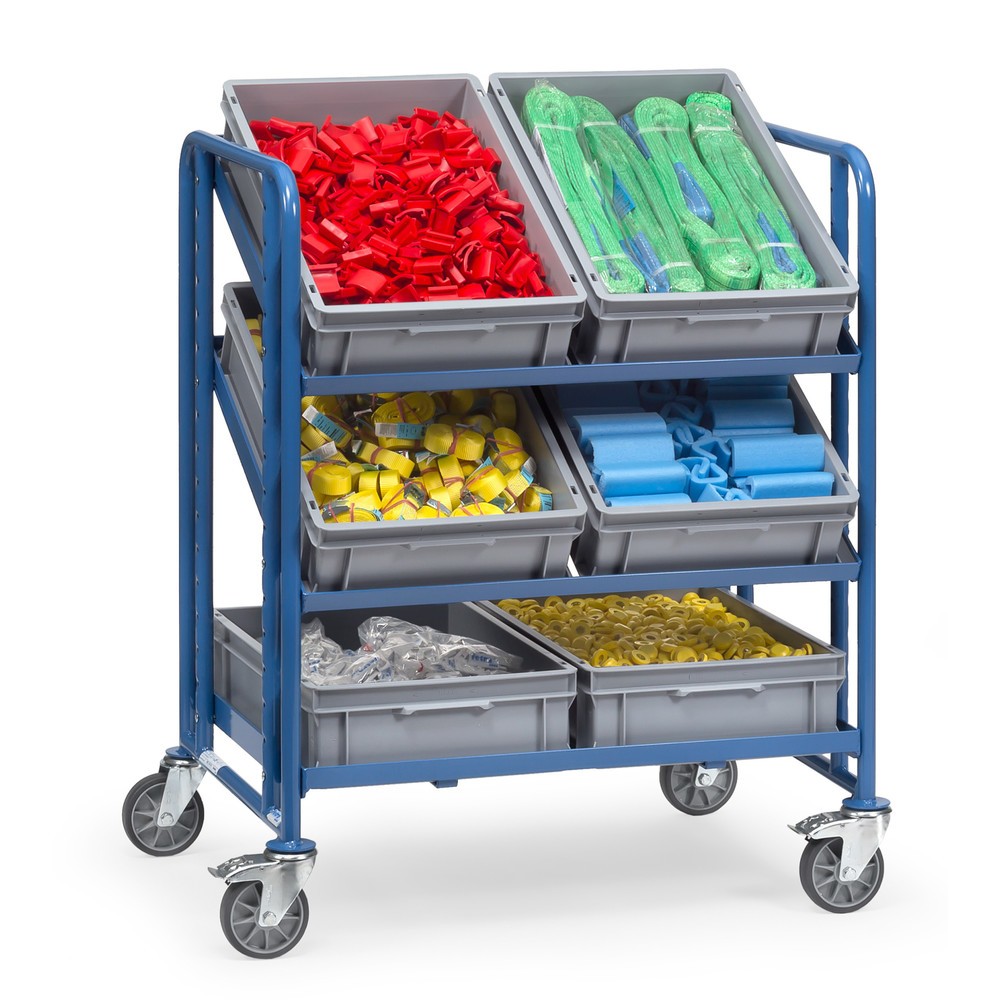 Produktabbildung Nr. 2: fetra® Chariot à plateaux pour bacs Euro, avec bacs, capacité de charge 250 kg, 3 plateaux de 820 x 610 mm