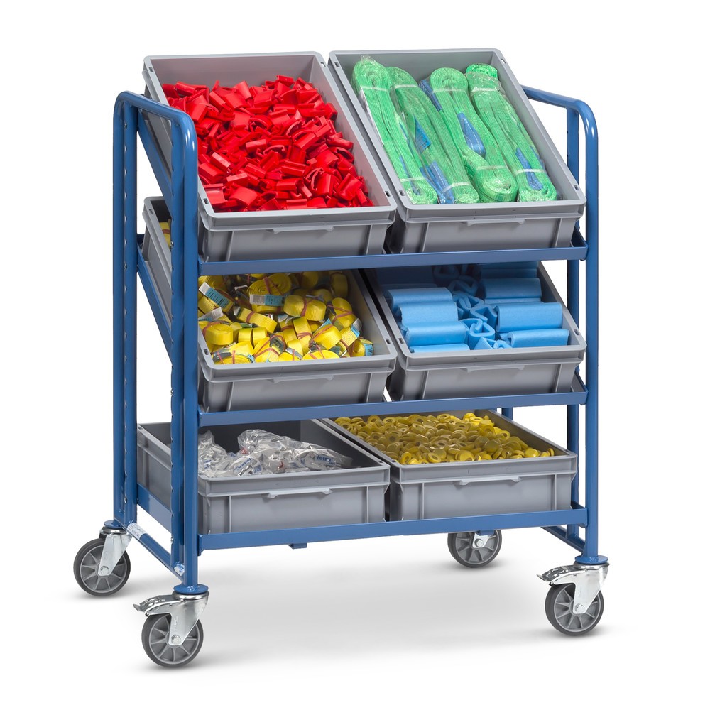 Produktabbildung Nr. 3: fetra® Chariot à plateaux pour bacs Euro, avec bacs, capacité de charge 250 kg, 3 plateaux de 820 x 610 mm