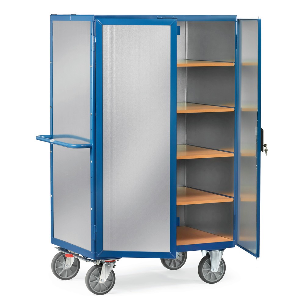 Illustration du produit: fetra® Chariot fermé fetra®, avec porte à doubles battants, tôle d’acier, 5 tablettes de 1 200 x 780 mm