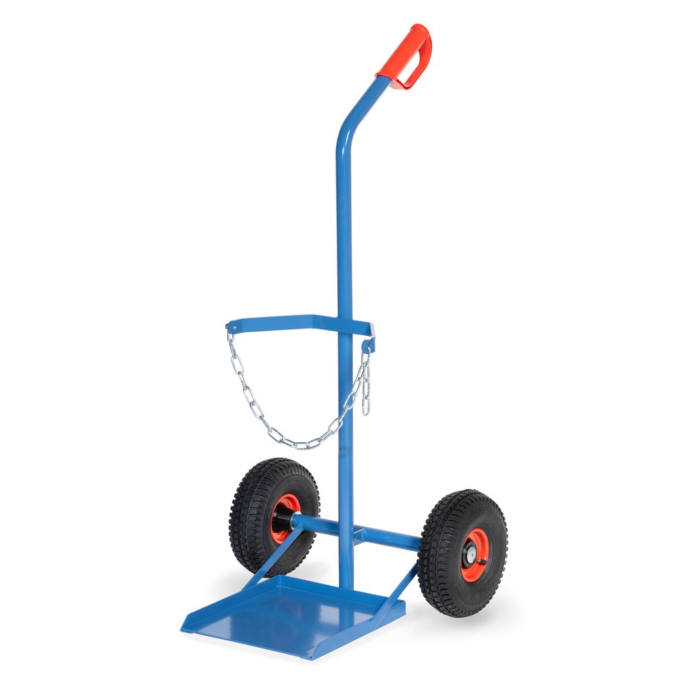 Illustration du produit: Diable porte-bouteilles en acier, 1 bouteille en acier fetra® de 33 litres, pneumatiques gonflables