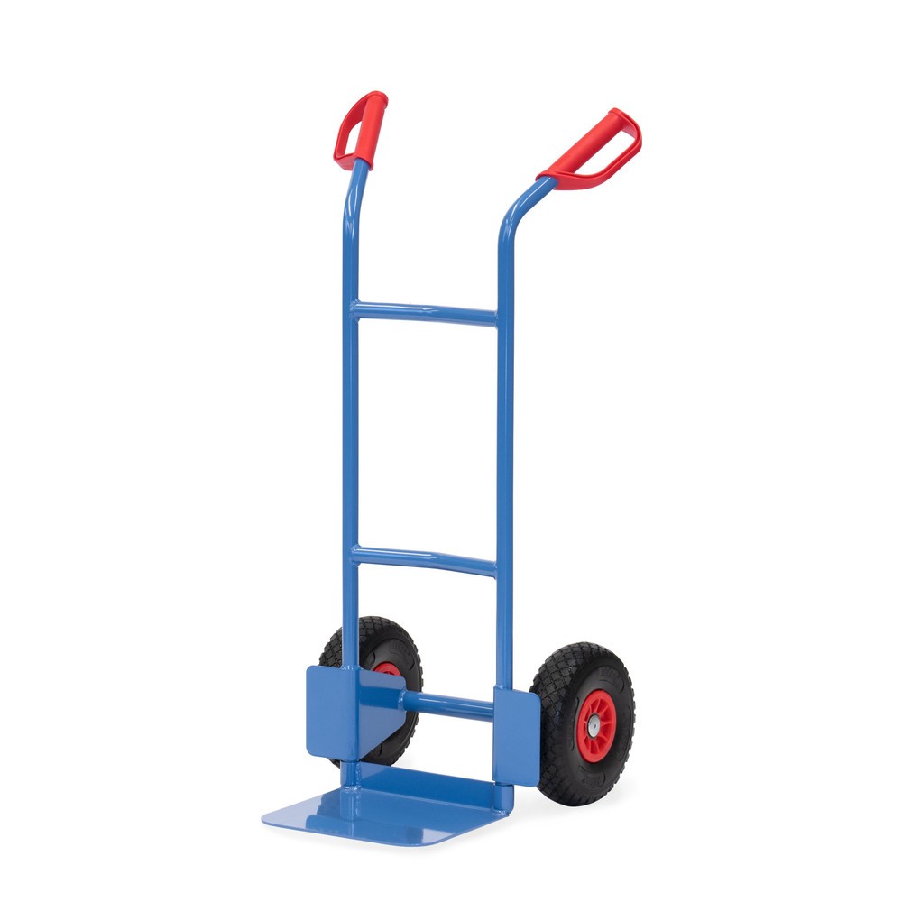 Illustration du produit: fetra® Diable empilable, capacité de charge 200 kg, bavette lxP 320 x 250 mm, simple, pneumatiques PU
