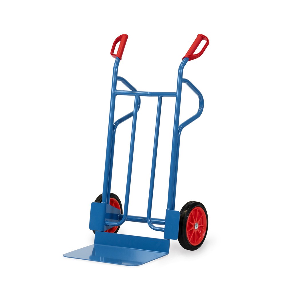 Illustration du produit: fetra® Diable empilable, capacité de charge 350 kg, bavette lxP 480 x 300 mm, avec arceaux de rangement, pneumatiques à bandage plein