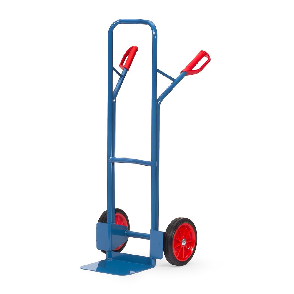 Illustration du produit: fetra® Diable empilable, capacité de charge 300 kg, bavette lxP 320 x 250 mm, avec arceau transversal supérieur, pneumatiques à bandage plein