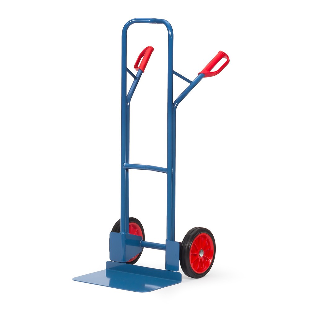 Illustration du produit: fetra® Diable empilable, capacité de charge 300 kg, bavette lxP 480 x 300 mm, avec arceau transversal supérieur, pneumatiques à bandage plein