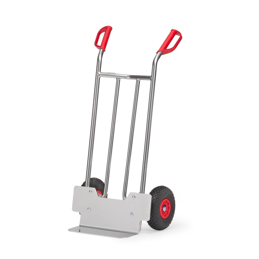 Illustration du produit: fetra® Diable empilable en aluminium, capacité de charge 150 kg, bavette lxP 400 x 150 mm, pneumatiques PU