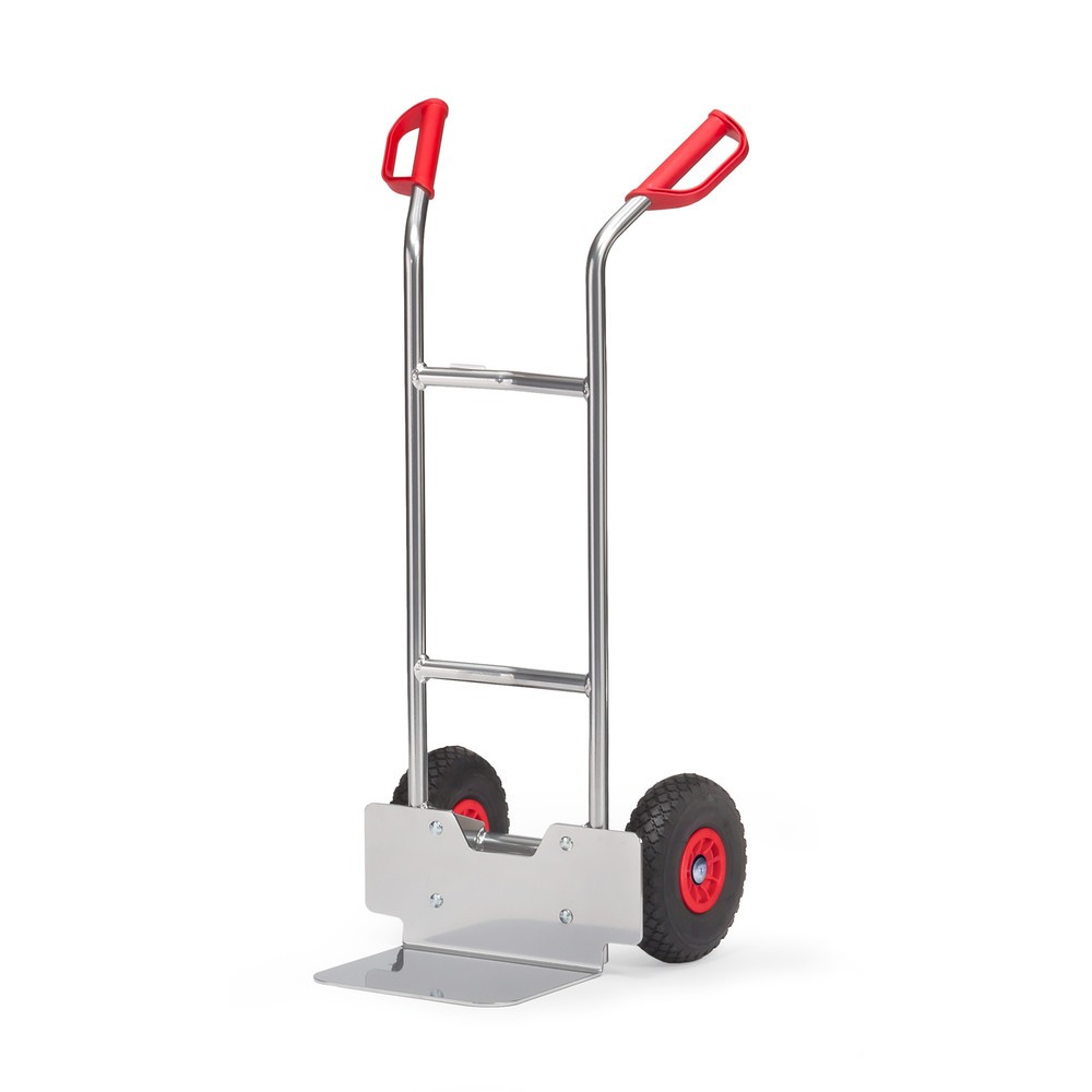 Illustration du produit: fetra® Diable empilable en aluminium, capacité de charge 150 kg, bavette lxP 320 x 250 mm, pneumatiques PU