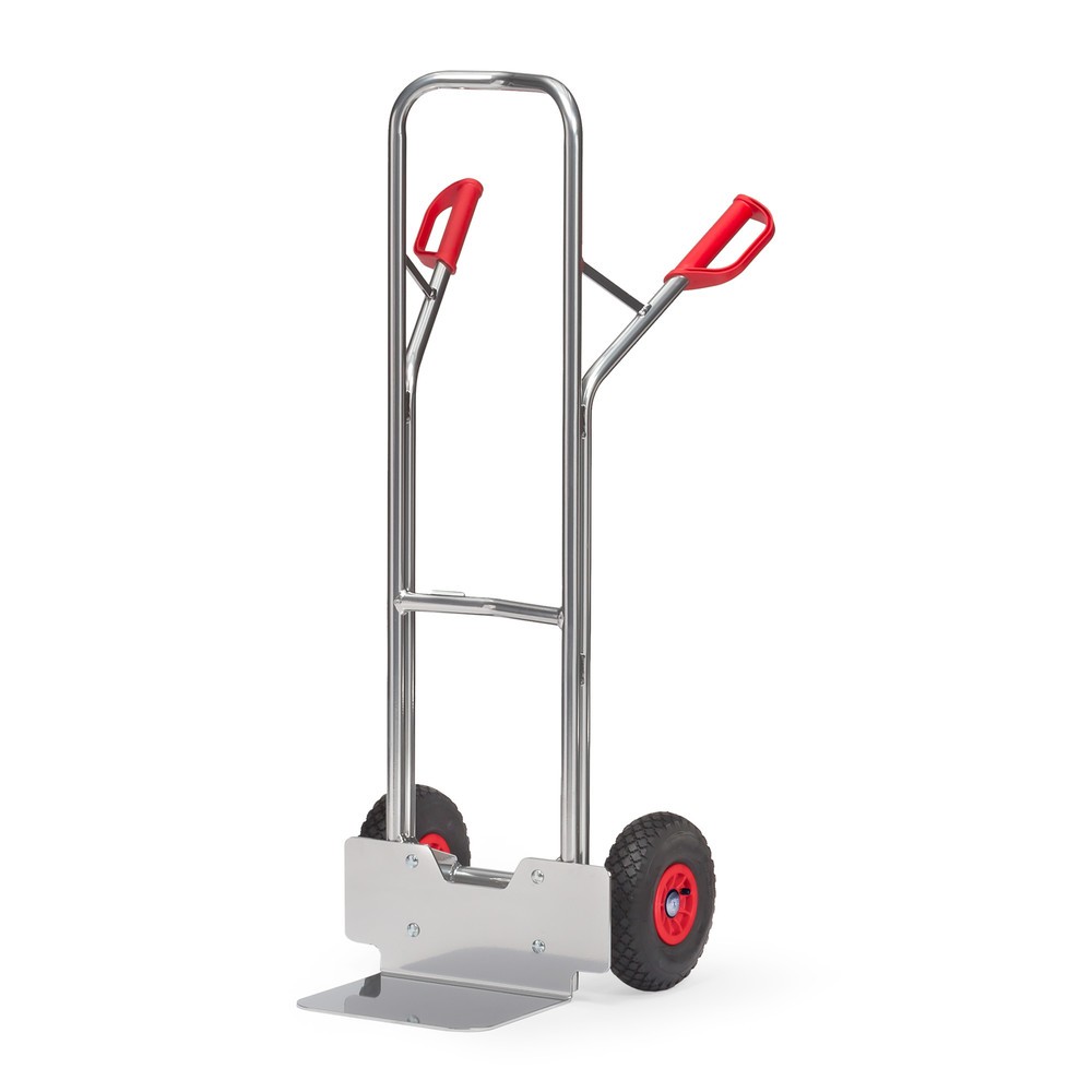 Illustration du produit: fetra® Diable empilable en aluminium, capacité de charge 200 kg, bavette lxP 320 x 250 mm, pneumatiques gonflables