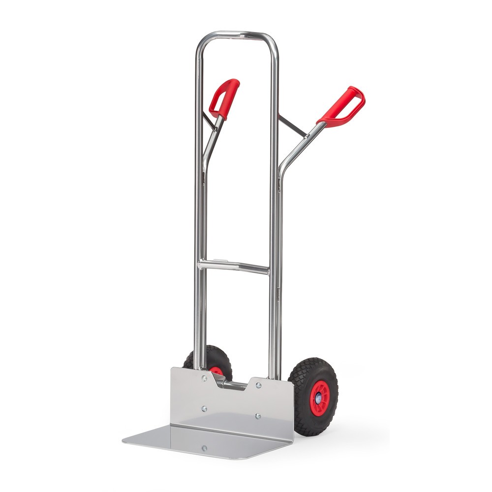Illustration du produit: fetra® Diable empilable en aluminium, capacité de charge 200 kg, bavette lxP 480 x 300 mm, pneumatiques PU