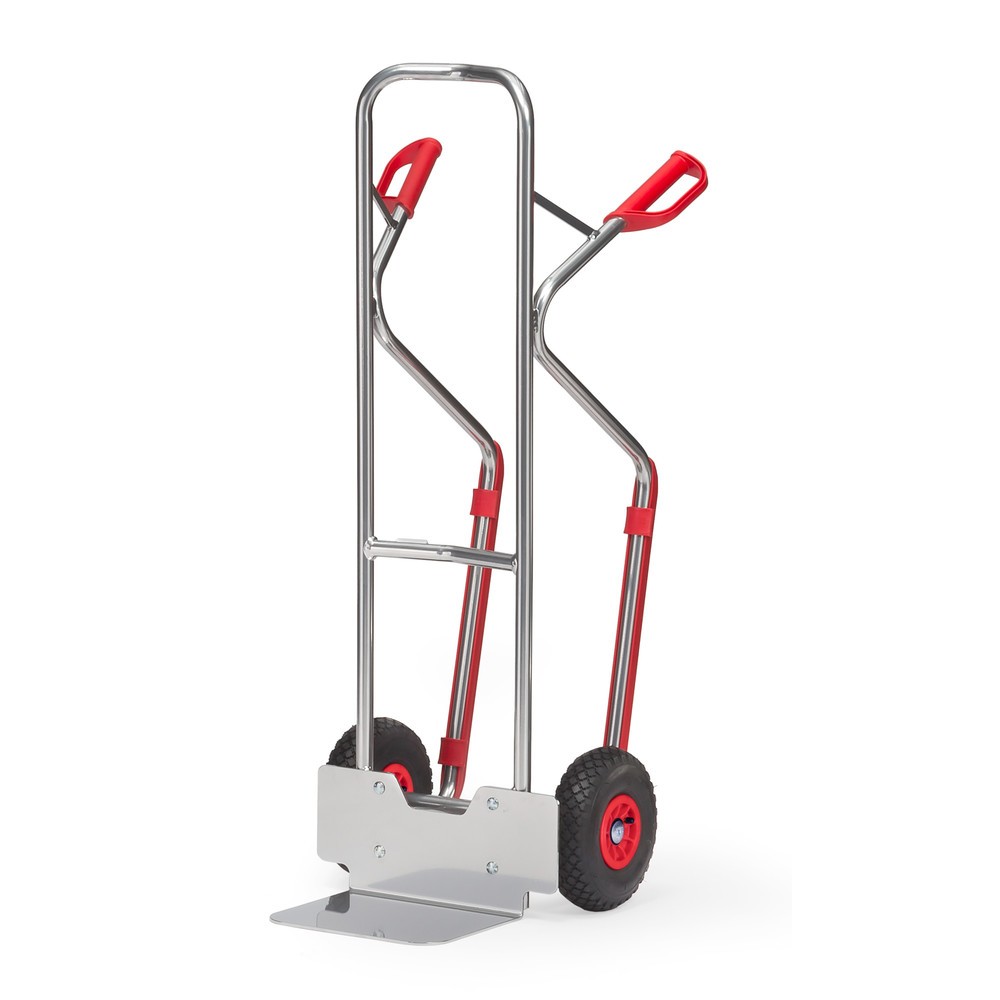 Illustration du produit: fetra® Diable empilable en aluminium, capacité de charge 200 kg, bavette lxP 320 x 250 mm, avec patins, pneumatiques gonflables