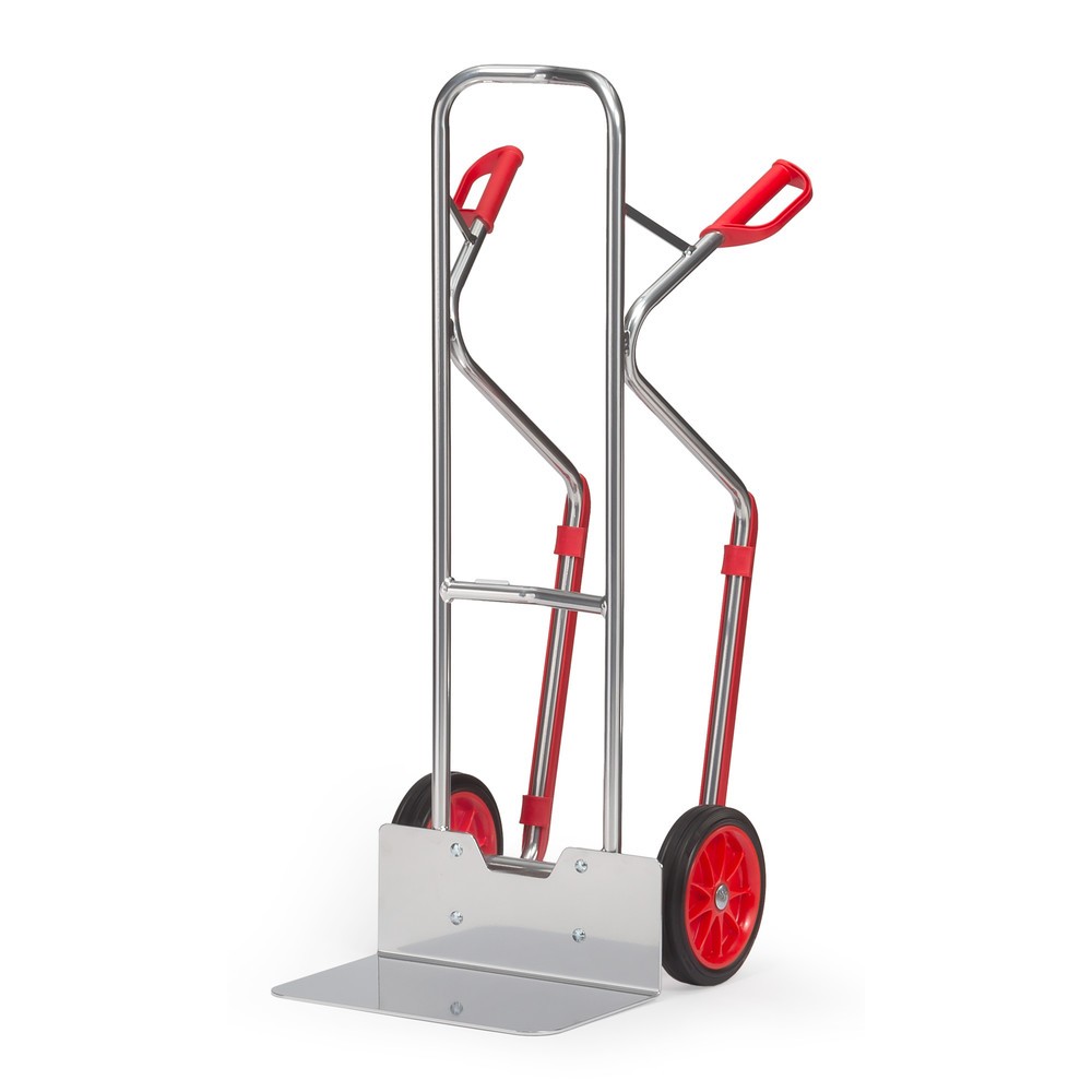 Illustration du produit: fetra® Diable empilable en aluminium, capacité de charge 200 kg, bavette lxP 480 x 300 mm, avec patins, pneumatiques à bandage plein