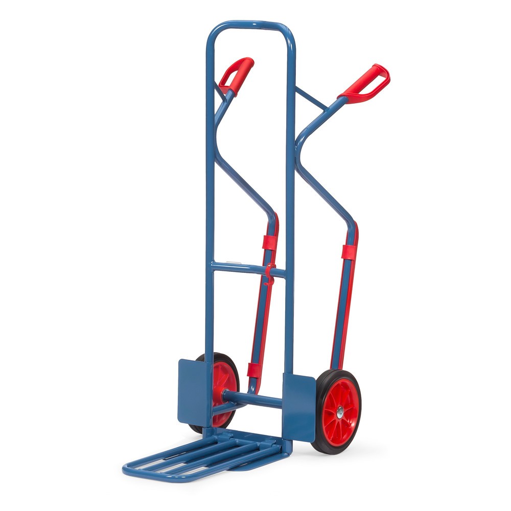 Illustration du produit: fetra® Diable à colis, avec bavette rabattable + patins, capacité de charge 300 kg, bavette lxP 320 x 250 mm, pneumatiques à bandage plein