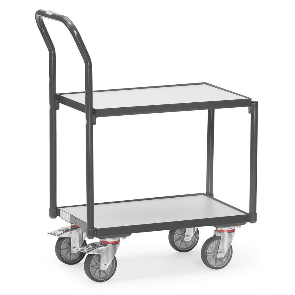 Produktabbildung: fetra® ESD-Eurokasten-Roller, TK 250 kg, 2 Ladeflächen à 405 x 605 mm, mit Schiebebügel