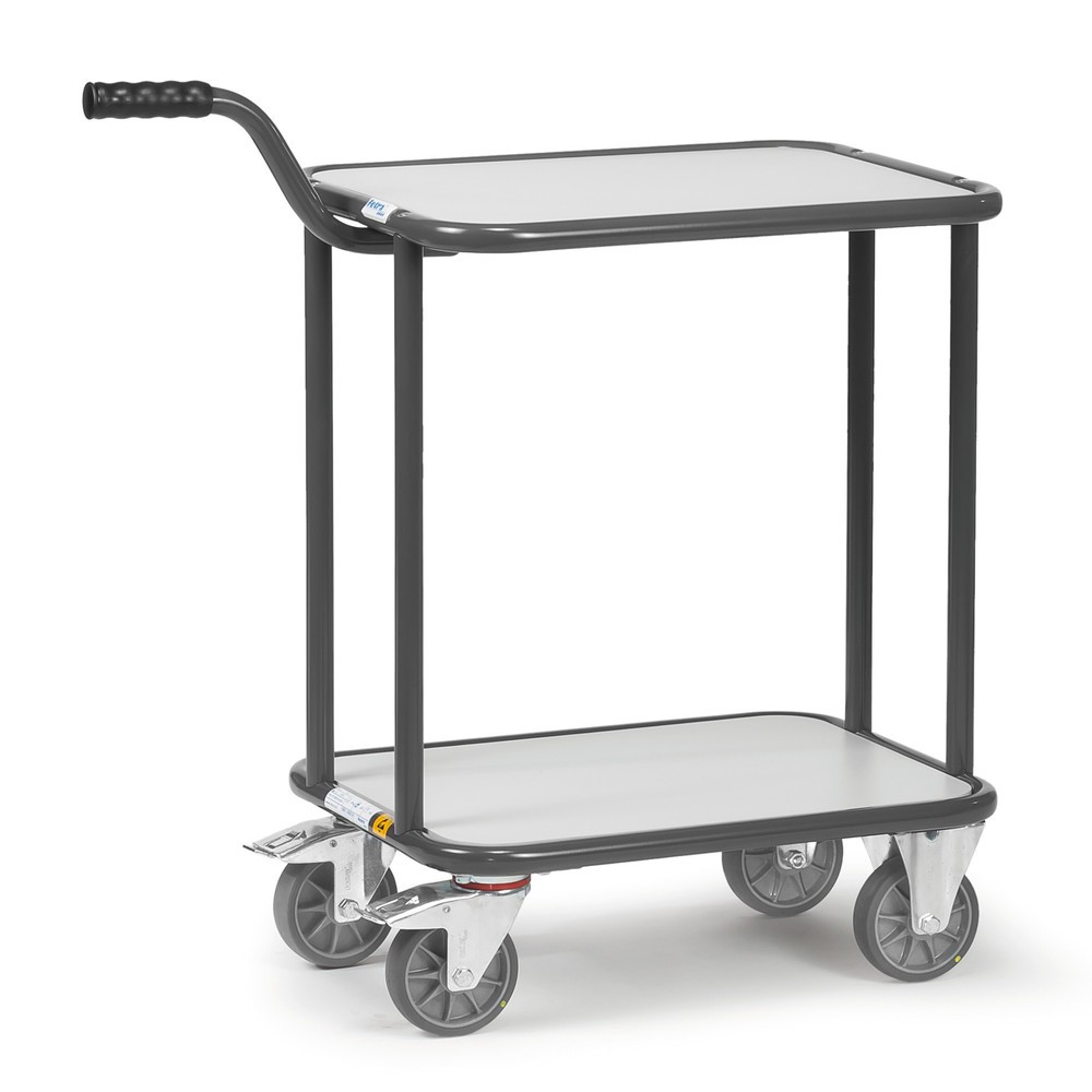Produktabbildung: fetra® ESD-Griffroller, mit Holzböden, 2 Ladeflächen à 450 x 600 mm