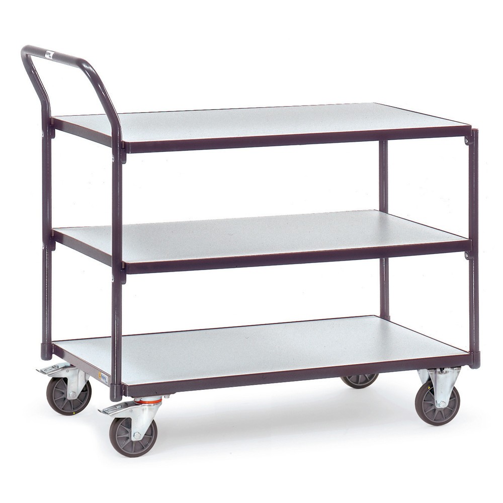 Produktabbildung: fetra® ESD-Tischwagen, TK 300 kg, 3 Ladeflächen à 600 x 1.000 mm