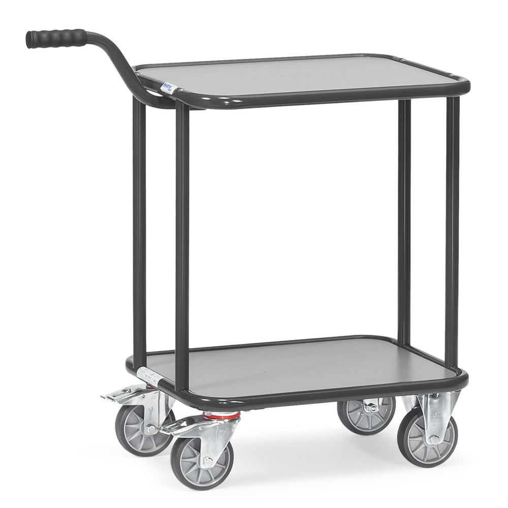 Produktabbildung: fetra® Etagen-Griffroller, mit Holzböden, 2 Etagen à 600 x 450 mm, anthrazitgrau