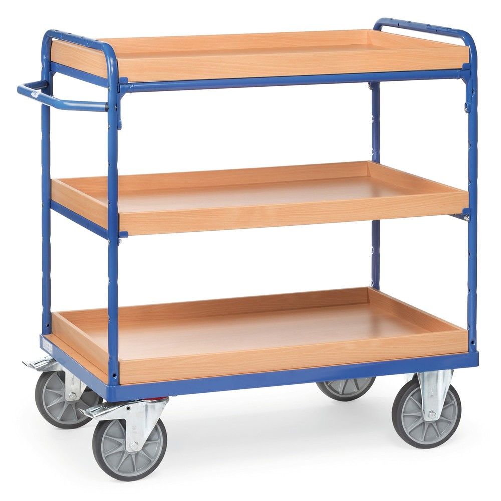 Produktabbildung: fetra® Etagenwagen mit Einlegekästen, 3 Etagen à 1.200 x 800 mm, Höhe 1.152 mm