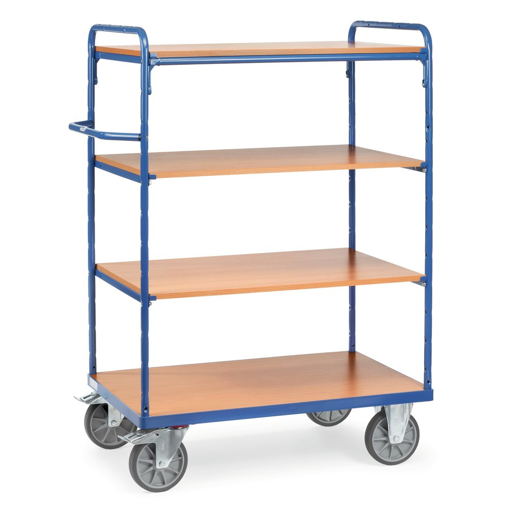 Produktabbildung: fetra® Etagenwagen mit Holzböden, 4 Etagen à 1.200 x 800 mm, Höhe 1.552 mm