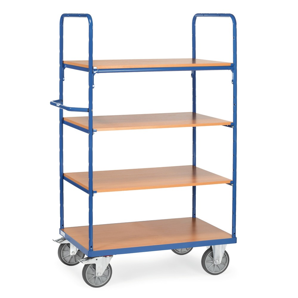Produktabbildung: fetra® Etagenwagen mit Holzböden, 4 Etagen à 1.000 x 700 mm, Höhe 1.800 mm