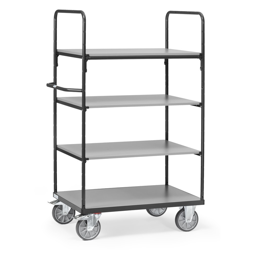 Produktabbildung: fetra® Etagenwagen mit Holzböden, 4 Etagen à 1.000 x 700 mm, Höhe 1.800 mm, anthrazitgrau